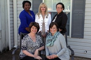 Hostesses for the 2014 Miss Mississippi Pageant are front, from left, Mechelle Stockett and Dana Tankersley. Back, from left, are Rhonda Minor, Marla Bonelli and Stephanie Stirgus.