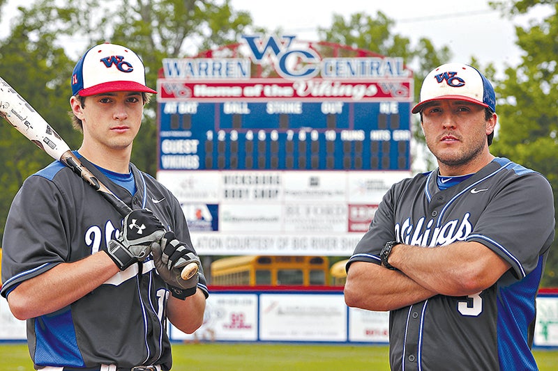 Warren Central's Carlisle Koestler, left, and Conner Douglas are the 2014 Vicksburg Post Baseball Player and Coach of the Year. (Justin Sellers/The Vicksburg Post)