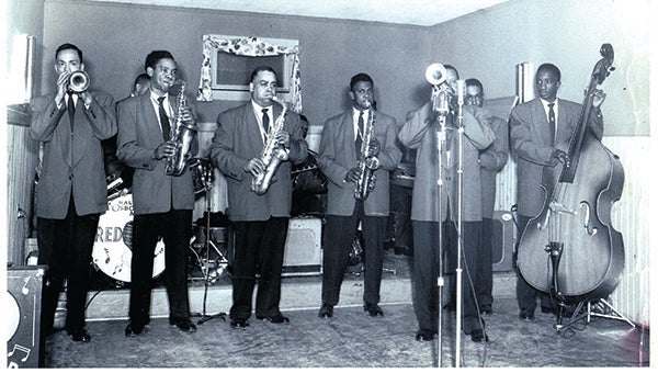 The origional lineup of the Red Tops performs in this undated photo from the collection of the Old Court House Museum. Vocalist Rufus McKay, who died Monday, is on the far right. Andy Hardwick, standing next to McKay, is the last surviving member of the group.