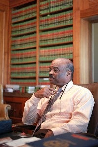 Circuit Court Judge Isadore Patrick sits in his office in the Warren County Courthouse Thursday. Patrick, who was elected in a special election 25 years ago, is the longest continuously serving elected official in the county. (Justin Sellers/The Vicksburg Post)