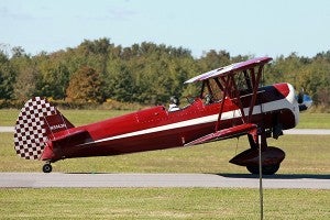 A biplane prepares to take off Friday morning during the Southern Heritage Air Show at Vicksburg-Tallulah Regional Airport. (Justin Sellers/The Vicksburg Post)