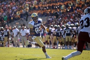 Alcorn State junior wide receiver LaDarrien Davis carries the ball for a touchdown in the second quarter against Texas Southern Saturday afternoon at Jack Spinks-Marino Casem Stadium. (Justin Sellers/The Vicksburg Post)