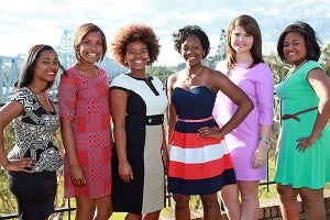 Warren Central junior homecoming maids are Jayla Anderson, 16, from left, Ja'Merica Dixon, 16, Angela Dorsey, 16, Jalisha Hill, 16, Mattie Jones, 17, and Kaitlin Myles, 16. (Justin Sellers/The Vicksburg Post)