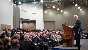 U.S. Sen. Thad Cochran speaks Thursday morning during the building dedication of the new Information Technology Laboratory at the U.S. Army Engineer Research and Development Center. (Justin Sellers/The Vicksburg Post)