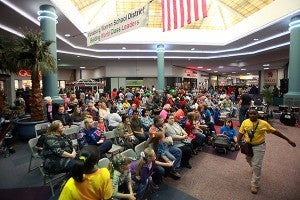 A crowd gathers to listen to choirs sing Saturday in the Vicksburg Mall during Vicksburg-Warren School District's Showcase of Schools. (Justin Sellers/The Vicksburg Post)