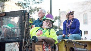 CRUISERS CLUB: A member of the Vicksburg Cruisers was all decked out in his Mardi Gras best Saturday during the parade downtown.